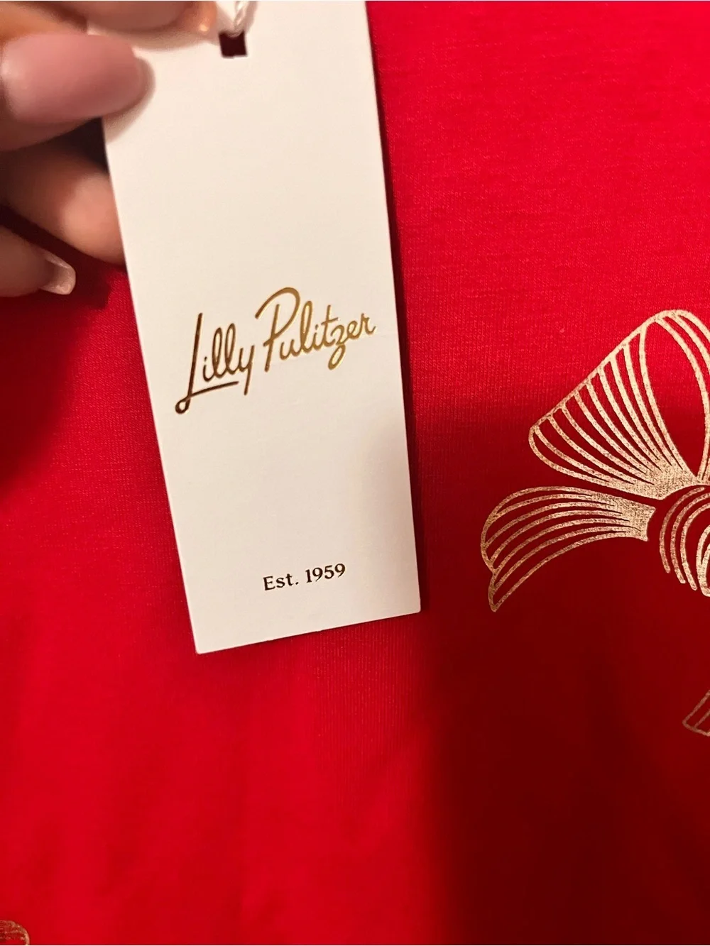 Lilly Pulitzer Girl Dress XL 12/14 Ballad Sweatshirt Red Bow Holiday Christmas